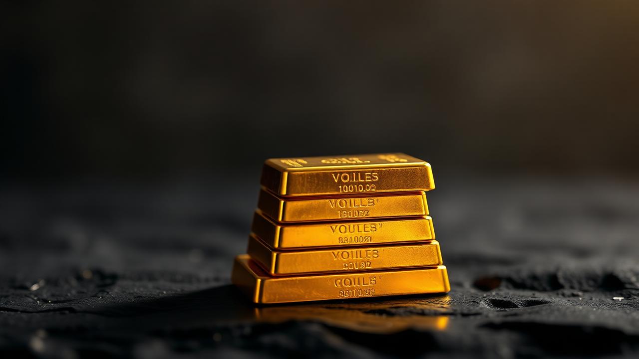 Gestapelte Goldbarren auf dunklem Hintergrund – Goldbarren kaufen Ratgeber